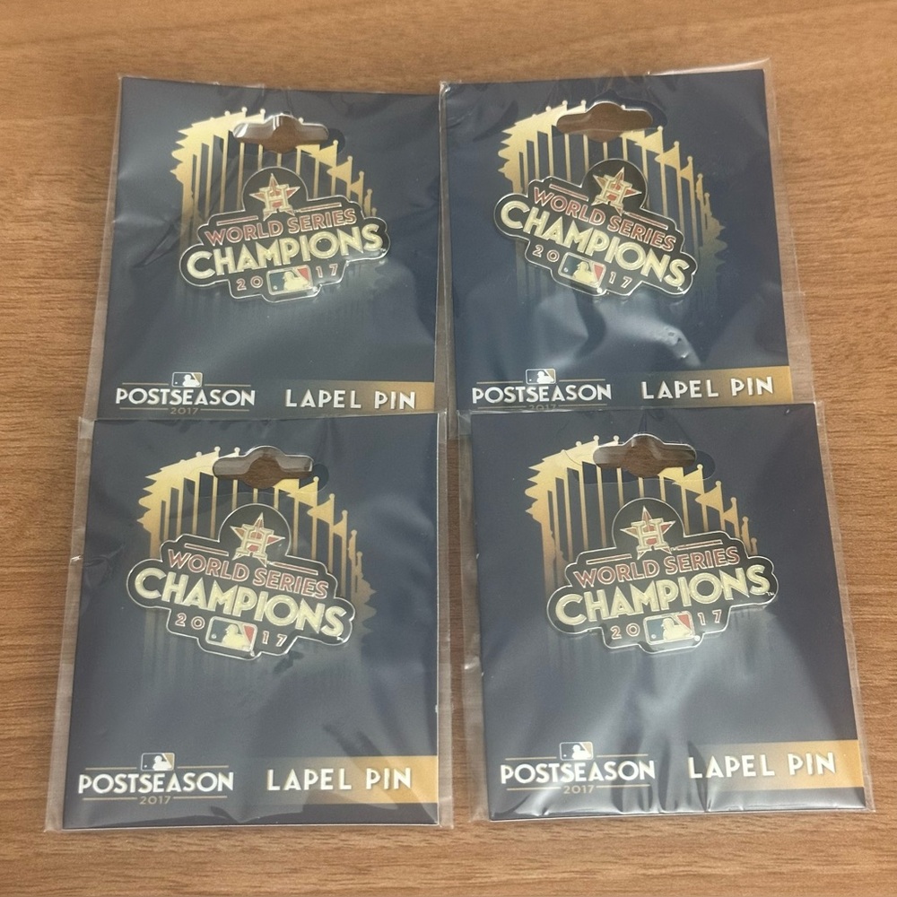 2017 Houston Astros MLB World Series Champions Lapel Collector Pin Logo Lot Of 4